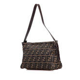 フェンディ ズッカ ワンショルダーバッグ 26566 ブラウン ブラック キャンバス レザー レディース FENDI 【中古】